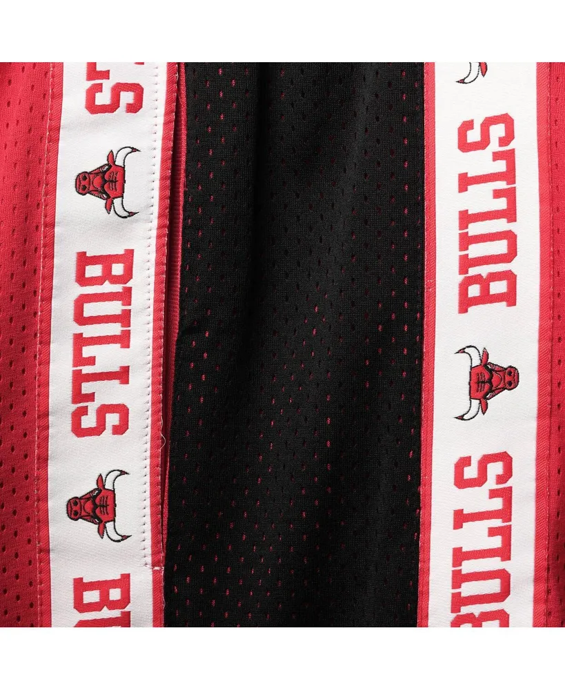 Men's Fanatics Red and Black Chicago Bulls Big Tall Tape Mesh Shorts