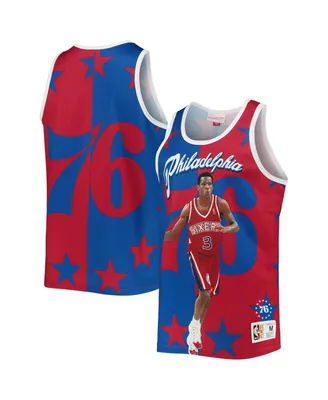 Men's Mitchell & Ness Allen Iverson Royal and Red Philadelphia 76ers Sublimated Player Tank Top