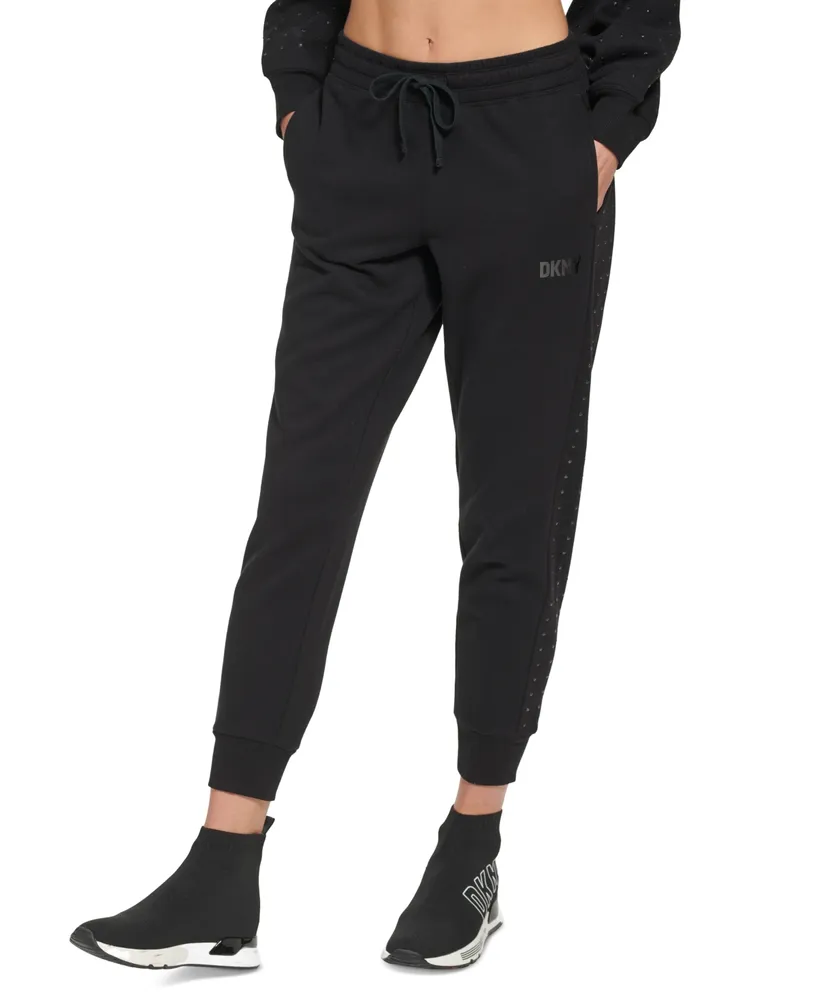 DKNY Women's Metallic Logo Fleece Sweatpant Jogger - Macy's