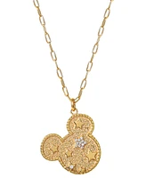 Disney Cubic Zirconia Mickey Mouse Star 18" Pendant Necklace in 18k Gold-Plated Sterling Silver