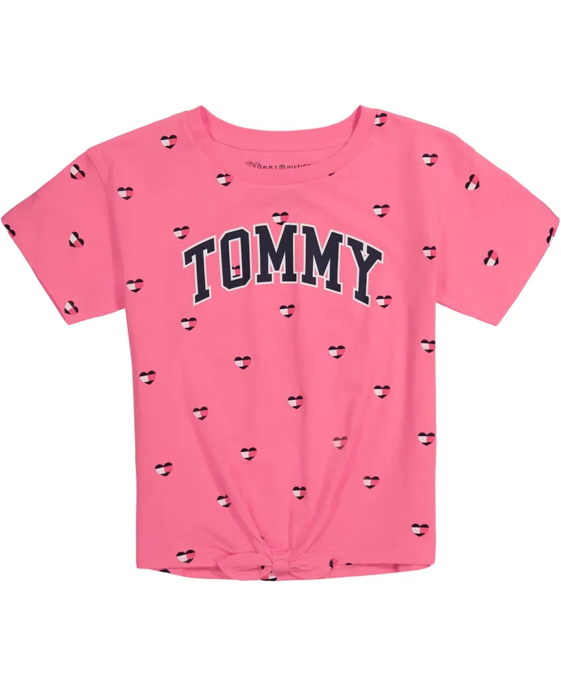 Tommy Hilfiger Big Girls Logo Heart Tie-Front T-shirt