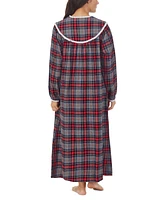 Lanz of Salzburg Cotton Lace-Trim Flannel Nightgown