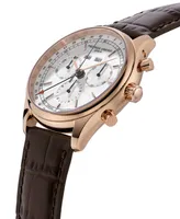 Frederique Constant Men's Swiss Chronograph Brown Leather Strap Watch 40mm