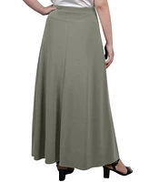 Ny Collection Women's Maxi A-Line Skirt with Front Faux Belt and Ring Detail