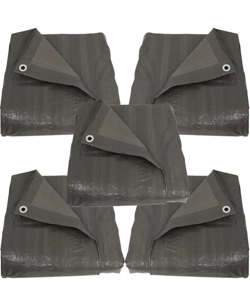 Sunnydaze Decor Multi-Purpose Tarp - Dark Gray - 16 ft x 20 ft - Set of 5