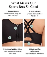 Glamorise Plus Full Figure Zip Up Front Closure Sports Wirefree Bra 9266