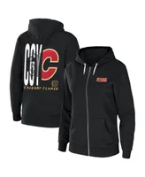 Women's Wear by Erin Andrews Black Calgary Flames Sponge Fleece Full-Zip Hoodie