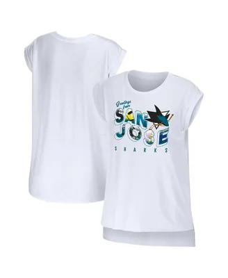 Women's Wear by Erin Andrews White San Jose Sharks Greetings From Muscle T-shirt