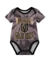 Newborn and Infant Boys Girls Black, White Vegas Golden Knights Monterey Tie-Dye Two-Pack Bodysuit Set