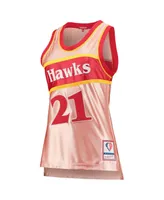 Women's Mitchell & Ness Dominique Wilkins Pink Atlanta Hawks 75th Anniversary Rose Gold 1986 Swingman Jersey