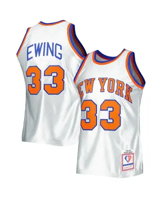 Men's Mitchell & Ness Patrick Ewing Platinum New York Knicks 1985-86 Hardwood Classics 75th Anniversary Swingman Jersey