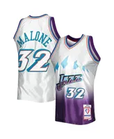 Men's Mitchell & Ness Karl Malone Platinum Utah Jazz 1996-97 Hardwood Classics 75th Anniversary Swingman Jersey