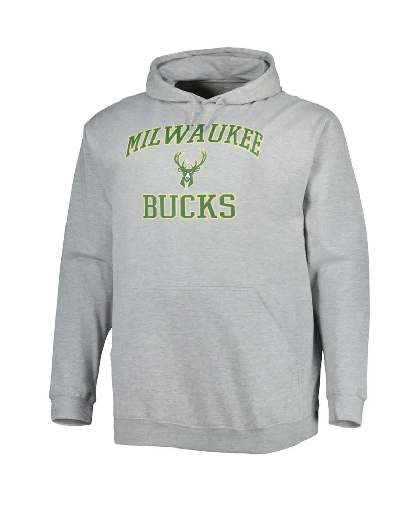 Men's Heathered Gray Milwaukee Bucks Big and Tall Heart Soul Pullover Hoodie