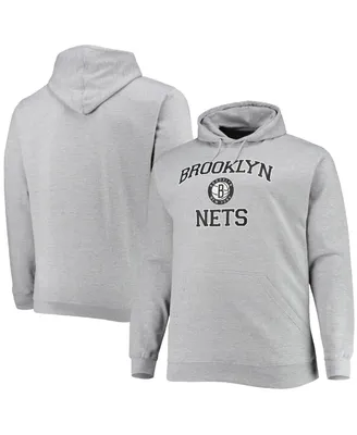 Men's Heathered Gray Brooklyn Nets Big and Tall Heart Soul Pullover Hoodie