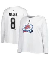 Women's Cale Makar White Colorado Avalanche Plus Name and Number Long Sleeve T-shirt