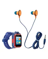 Playzoom Kid's Navy Sports Silicone Strap Touchscreen Smart Watch 42mm with Earbuds Gift Set