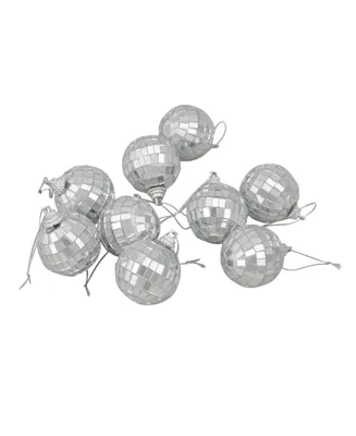Northlight 9 Count Splendor Mirrored Glass Disco Ball Christmas Ornaments 40mm Set, 1.5" - Silver