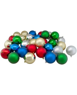 Northlight 60 Count Traditional Shatterproof 2- Finish Christmas Ball Ornaments 60mm Set, 2.5"