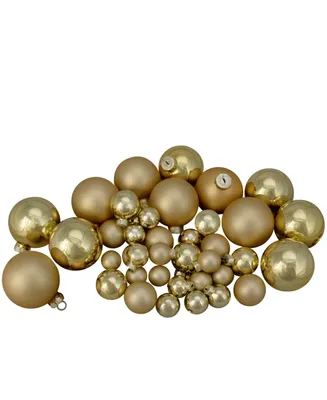 Northlight 40 Count Glass 2- Finish Christmas Ball Ornaments 60mm Set, 2.5" - Gold