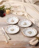 Holly Berry Gold Set of 4 Assorted Appetizer Plates, 6-1/4"