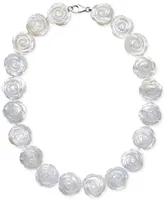 Mother of Pearl Flower Collar Necklace in Sterling Silver (20mm)