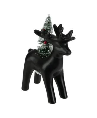 Northlight Led Lighted Ceramic Standing Reindeer With Christmas Tree Warm White Lights, 7.5"