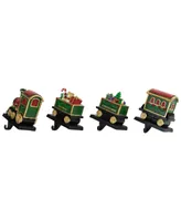 Northlight 4.75" Merry Christmas Train Stocking Holders, Set of 4