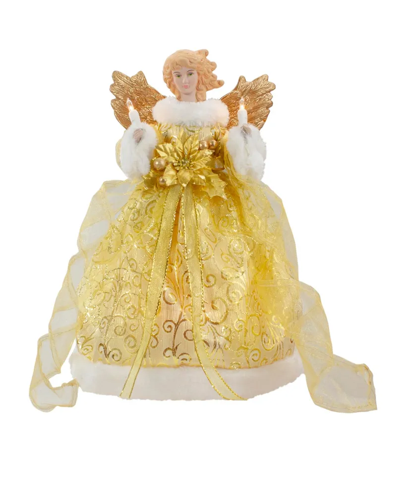 Northlight Lighted Angel With Wings Christmas Tree Topper With Clear Lights, 12" - Gold