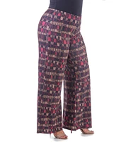 24seven Comfort Apparel Plus Elastic Waist Palazzo Pants