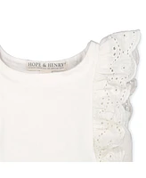 Hope & Henry Baby Girls Organic Cotton Eyelet Ruffle Knit Top