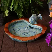 Sunnydaze Decor Fish Glazed Ceramic Outdoor Water Fountain