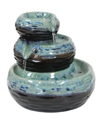 Sunnydaze Decor Modern Textured Bowls Ceramic Indoor 3-Tier Water Fountain - 7 in