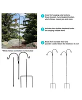 Sunnydaze Decor Black Steel Hanging Double Shepherd Hooks - 84 in - Set of 2