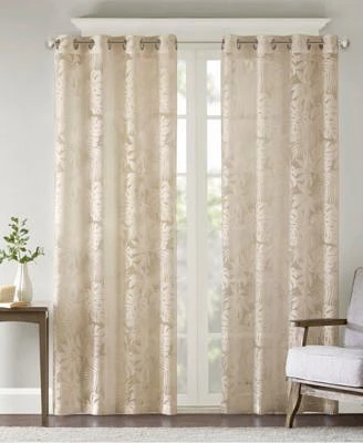 Madison Park Leilani Palm Leaf Burnout Sheer Window Panels