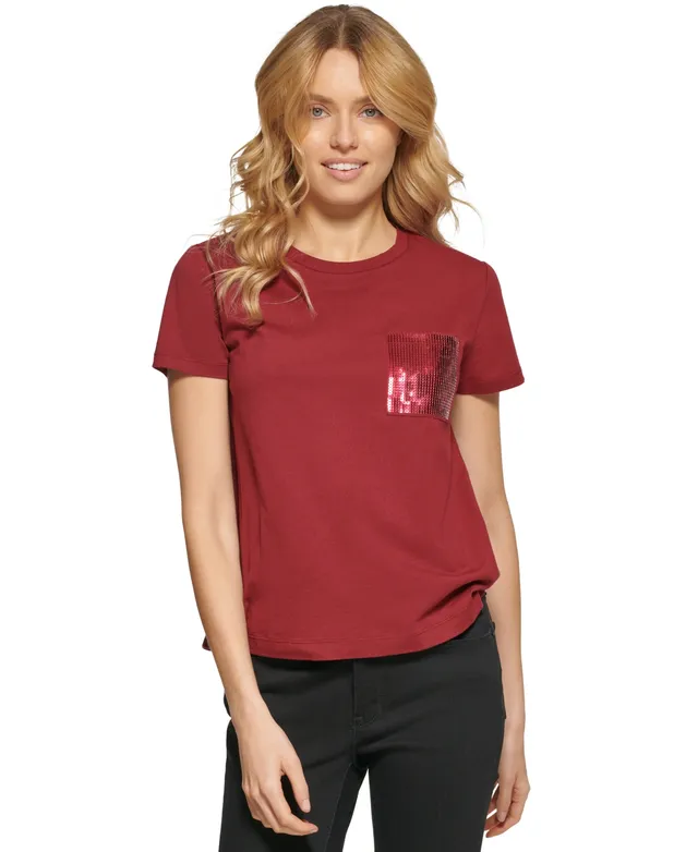 Dkny Short Sleeve Sequin Pocket T-Shirt