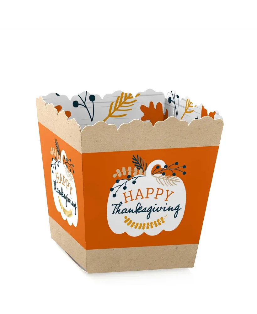 Big Dot of Happiness Give Thanks - Thanksgiving Gift Favor Bags - Party Goodie Boxes - Set of 12