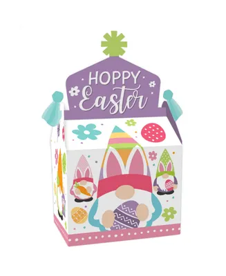 Big Dot of Happiness Easter Gnomes - Treat Box Party Favors - Spring Bunny Goodie Gable Boxes - 12 Ct