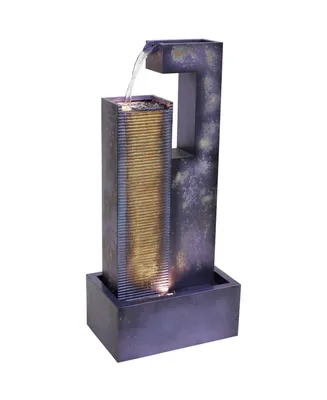 Sunnydaze Decor Cascading Tower Metal Water Fountain with Led Lights - 32 in