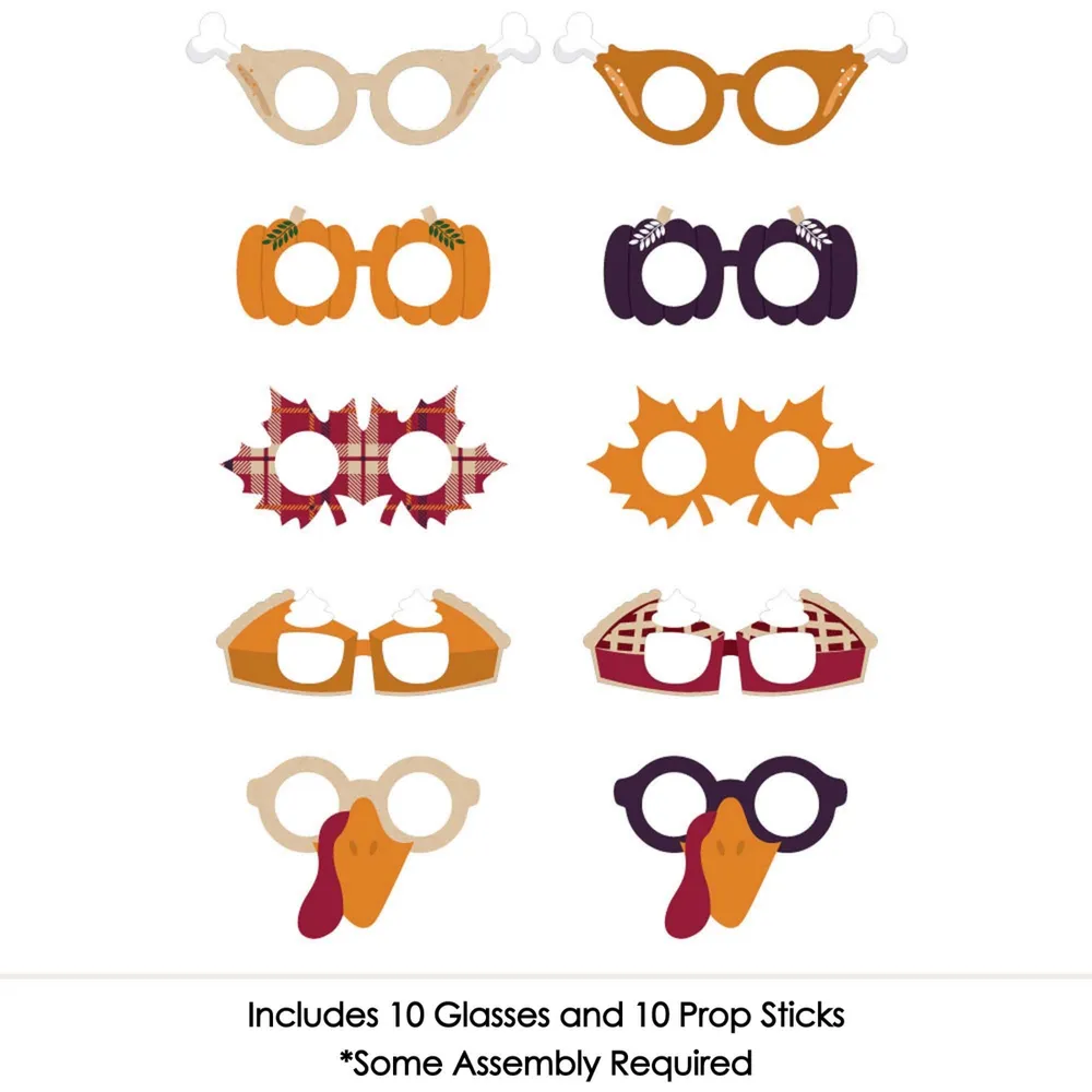 Friends Thanksgiving Feast Glasses - Paper Photo Booth Props Kit - 10 Count