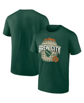 Men's Fanatics Hunter Green Milwaukee Bucks Brew City Hometown Collection T-shirt