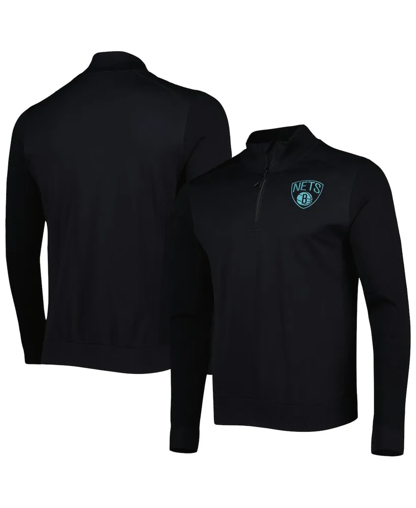 Men's LevelWear Black Brooklyn Nets Nano Engineered Knit Fabric Quarter-Zip Jacket