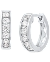 Grown With Love Men's Lab Grown Diamond Small Huggie Hoop Earrings (1/2 ct. t.w.) in 10 White Gold, 1/2"