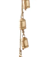 Rosemary Lane Gold-Tone Metal Bohemian Decorative Cow Bell with Jute Hanging Rope 6" x 2" x 35" - Gold