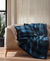 Eddie Bauer Cabin Plaid Flannel Yarn Dye Sherpa 2 Piece Throw and Pillow Cover Set