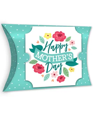 Big Dot of Happiness Colorful Floral Happy Mother's Day - Favor Gift Boxes - We Love Mom Party Large Pillow Boxes - Set of 12