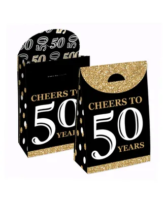 Big Dot of Happiness Adult 50th Birthday - Gold - Birthday Gift Favor Bags - Party Goodie Boxes - Set of 12