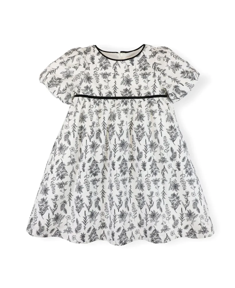 Hope & Henry Big Girls Short Puff Sleeve Party Dress with Piping