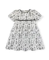 Hope & Henry Big Girls Short Puff Sleeve Party Dress with Piping