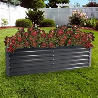 Sunnydaze Decor Galvalume Steel Rectangle Raised Garden Bed - Dark Gray - 71 in