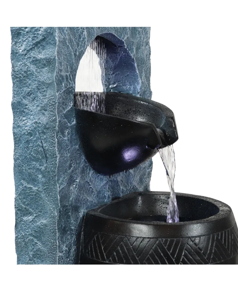 Sunnydaze Decor Peaceful Rain Outdoor Water Fountain with Led Lights - 31.25 in